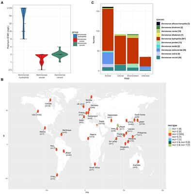 The variants of polymyxin susceptibility in different species of genus Aeromonas